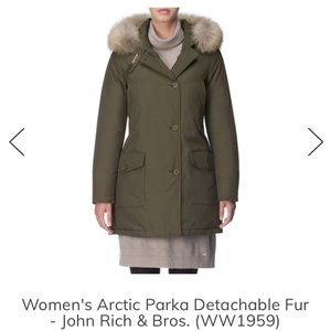 Woolrich Arctic Parka sz XS Olive color w real fur